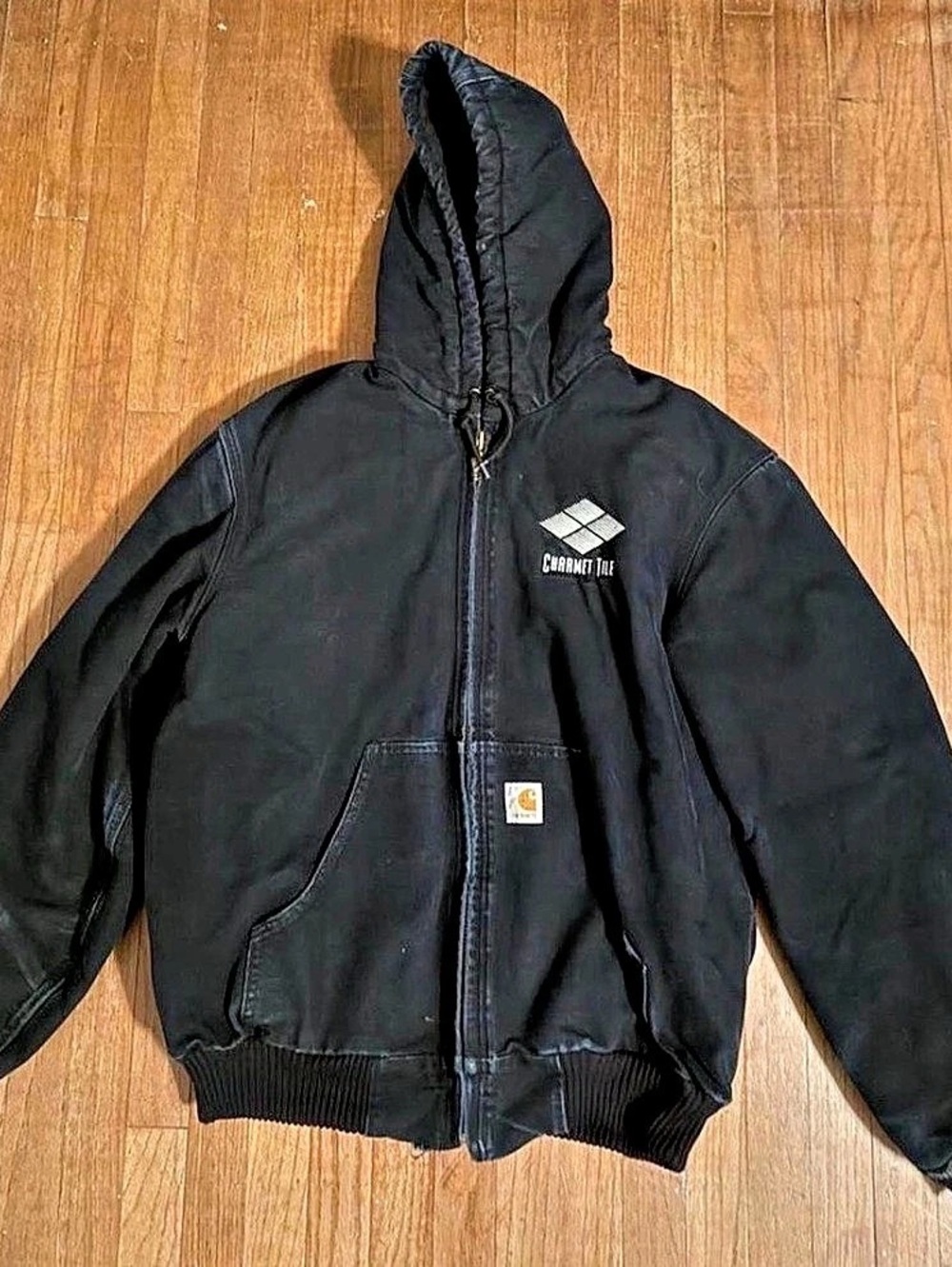 Carhartt J130 Black Hooded Jacket Size Medium